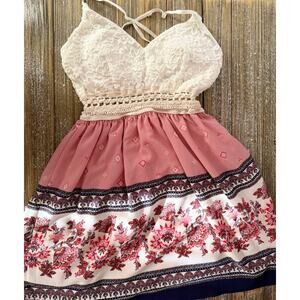 Papaya Babydoll Top Boho Cottagecore Lace Floral Peasant Festival Mini Medium